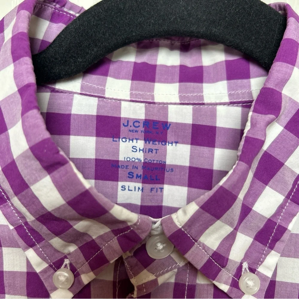 J.Crew Men’s Purple/white Small Slim Fit Button Down Shirt plaid EUC